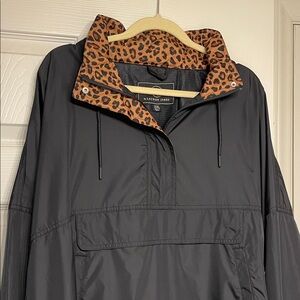 Lauren James Women's Black Utility Jacket with Leopard Collar